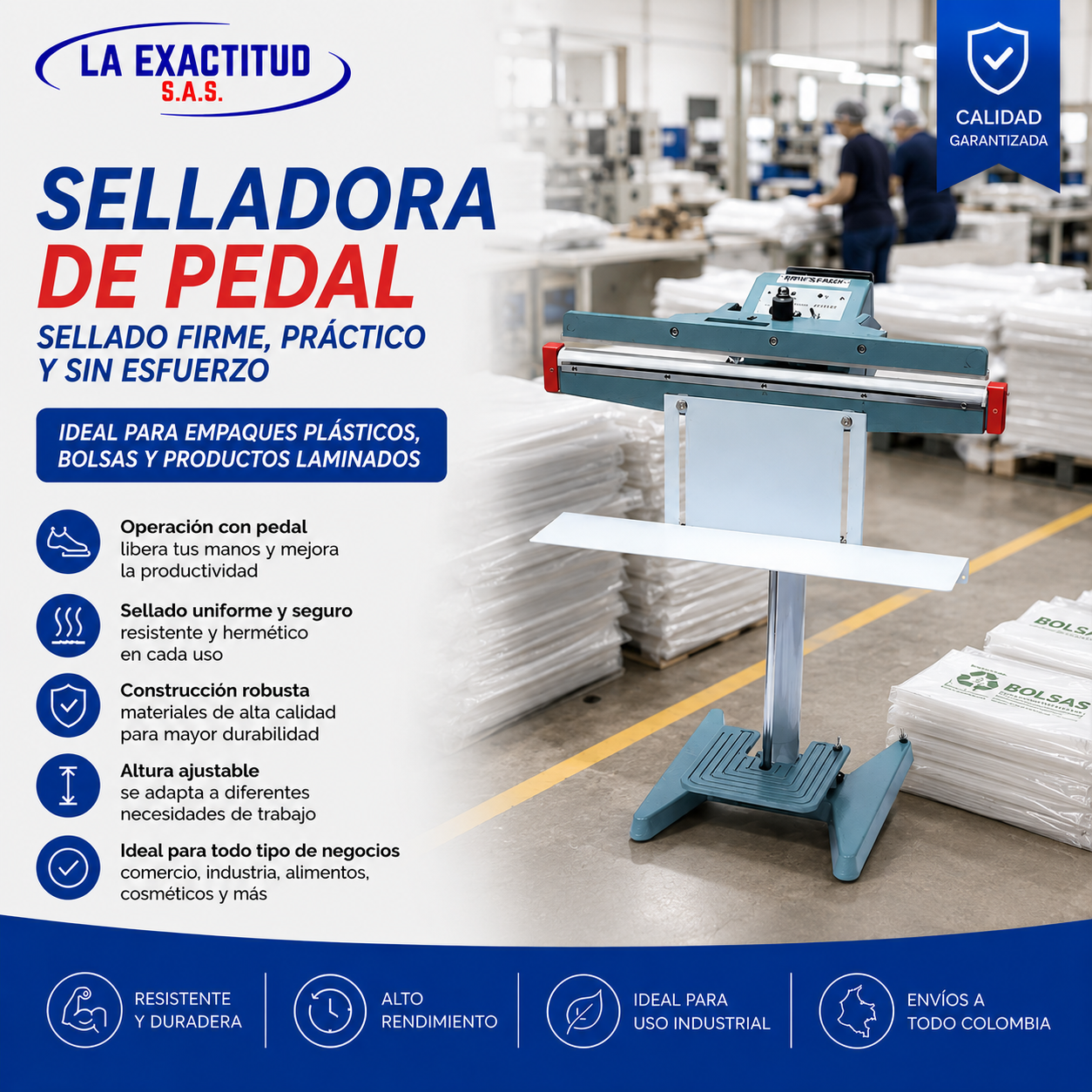 Selladora de pedal Brother PFS-F600 industrial para sellado de bolsas de polietileno y PVC